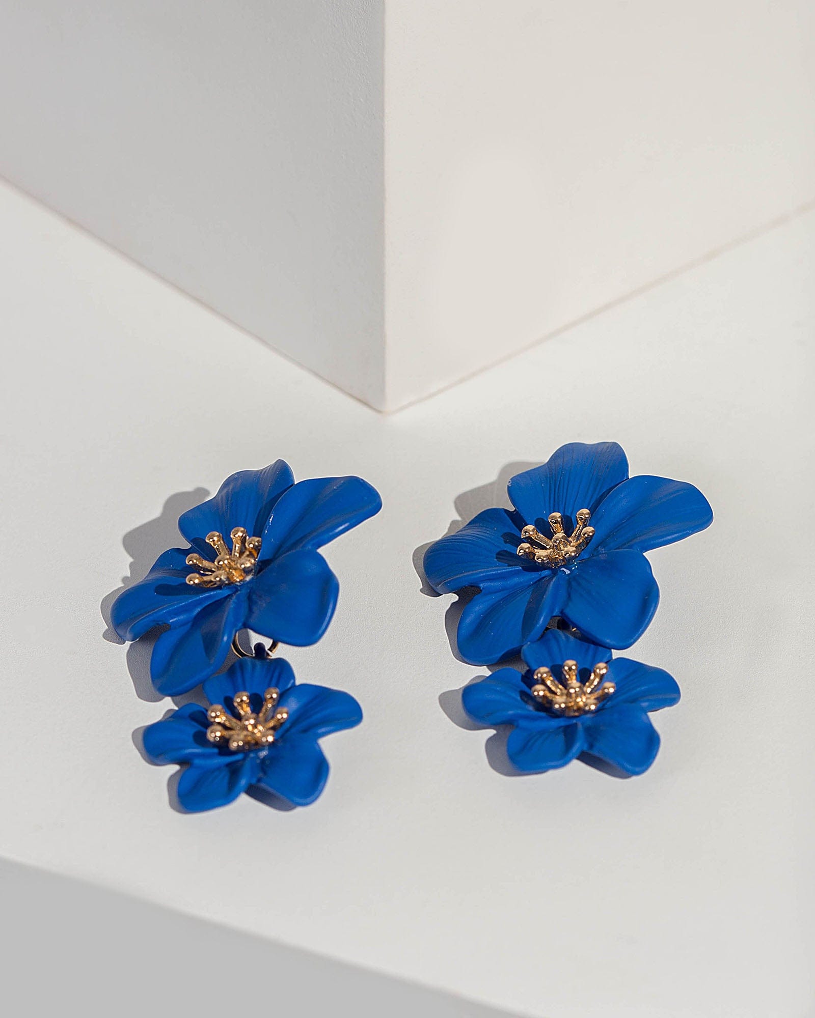 Navy blue clearance flower earrings