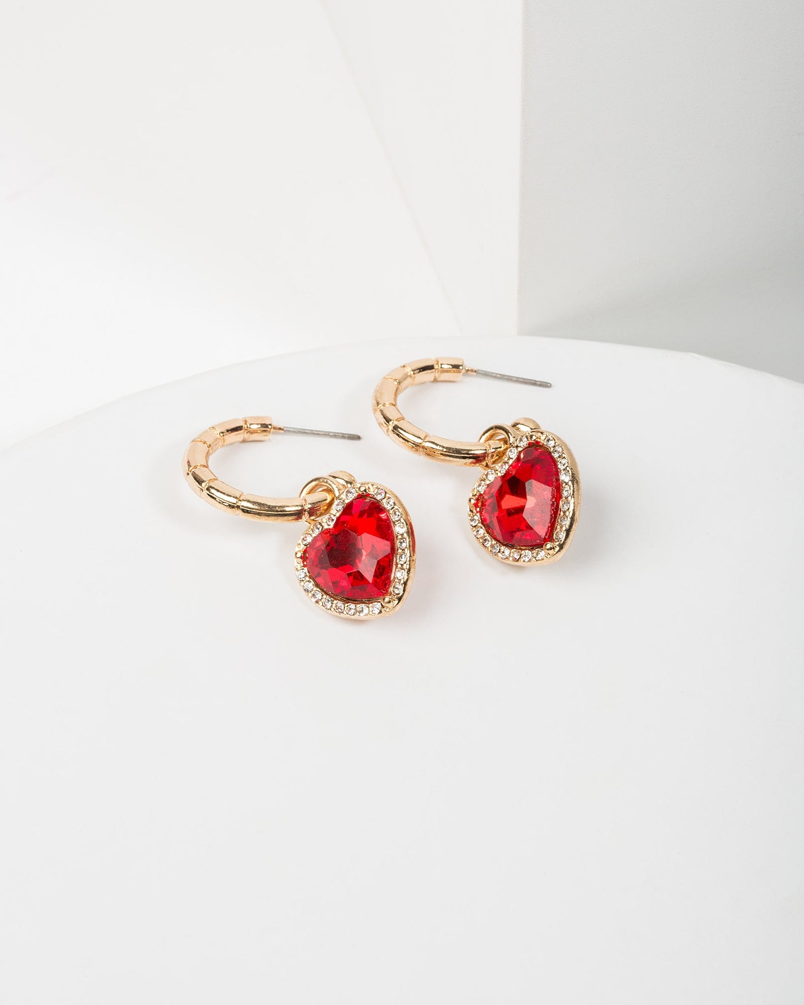 Red heart hoop deals earrings