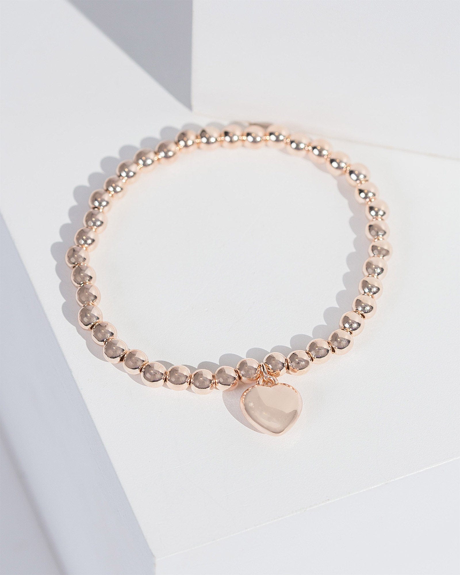 Rose gold heart deals charm bracelet