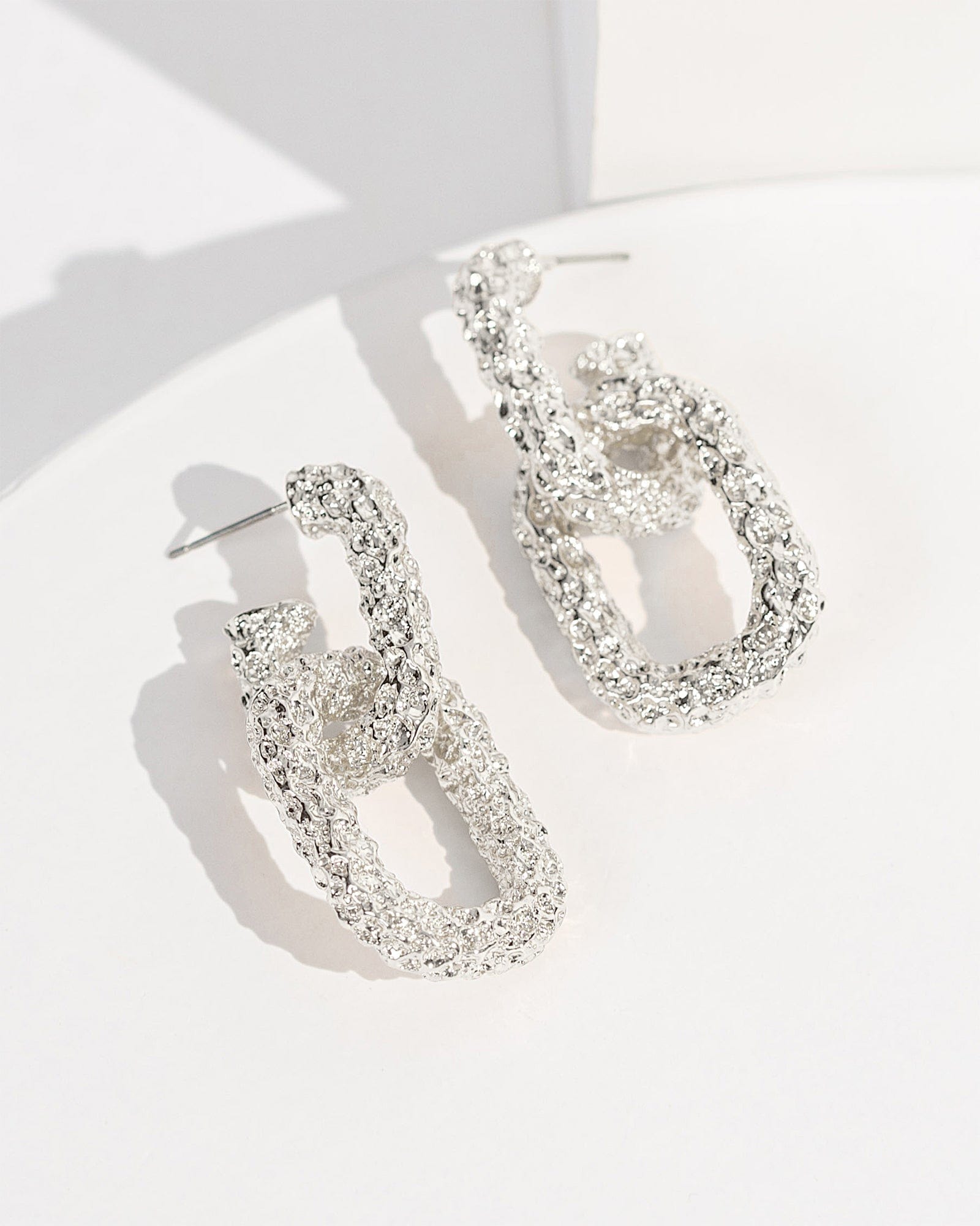 Chain link earrings deals silver