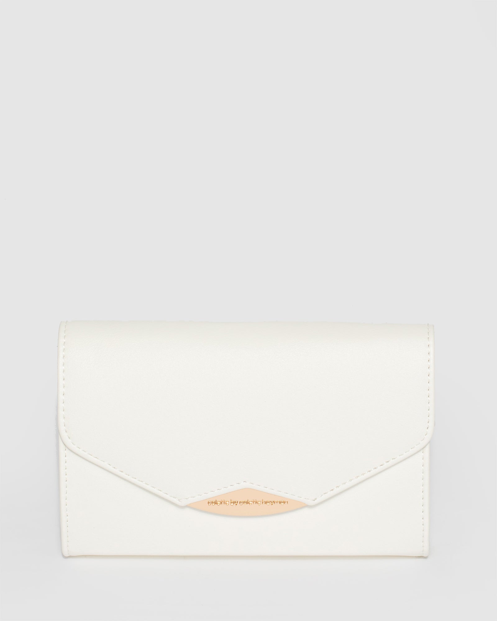 White leather sales envelope clutch