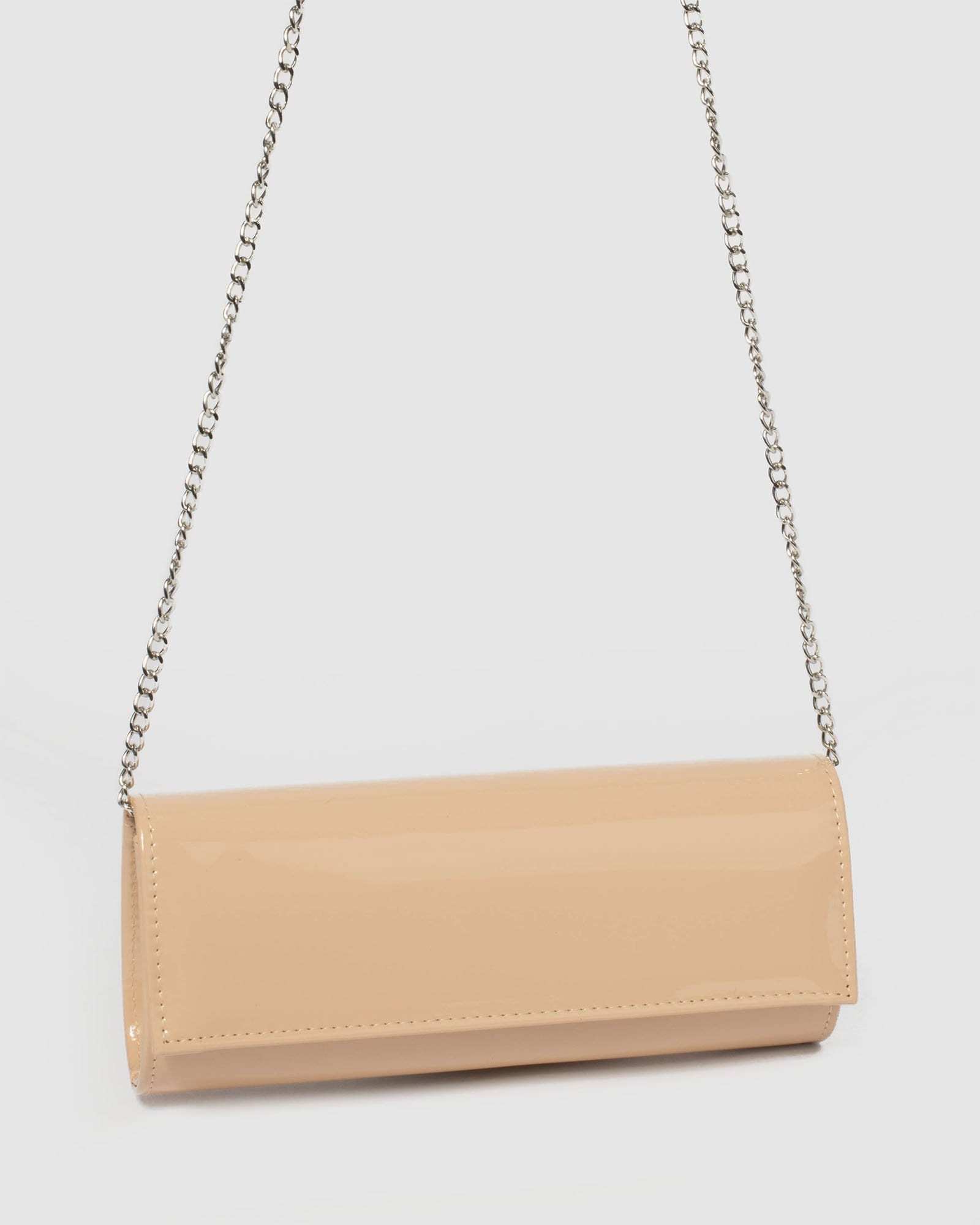 Nude Patent Nolene Plain Clutch Bag colette by colette hayman