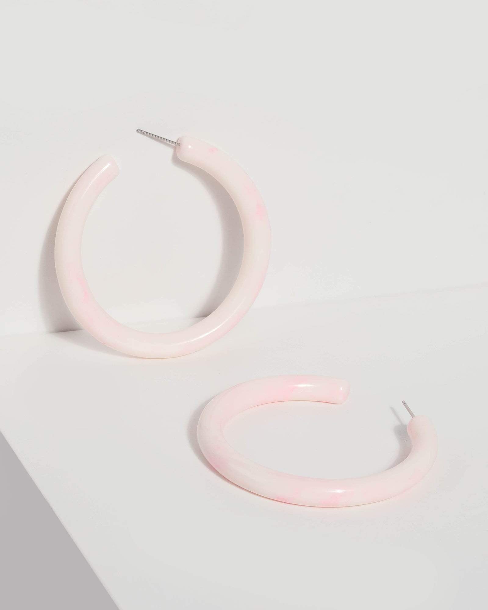 Pink resin sale hoop earrings