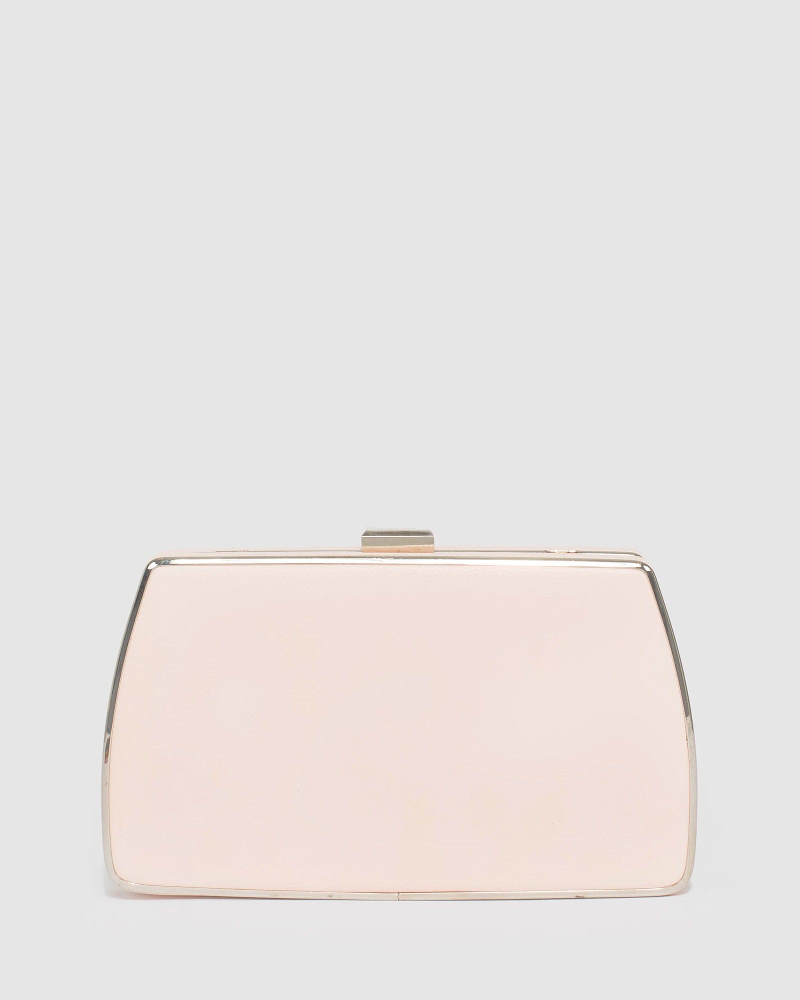 Pale pink patent online clutch bag