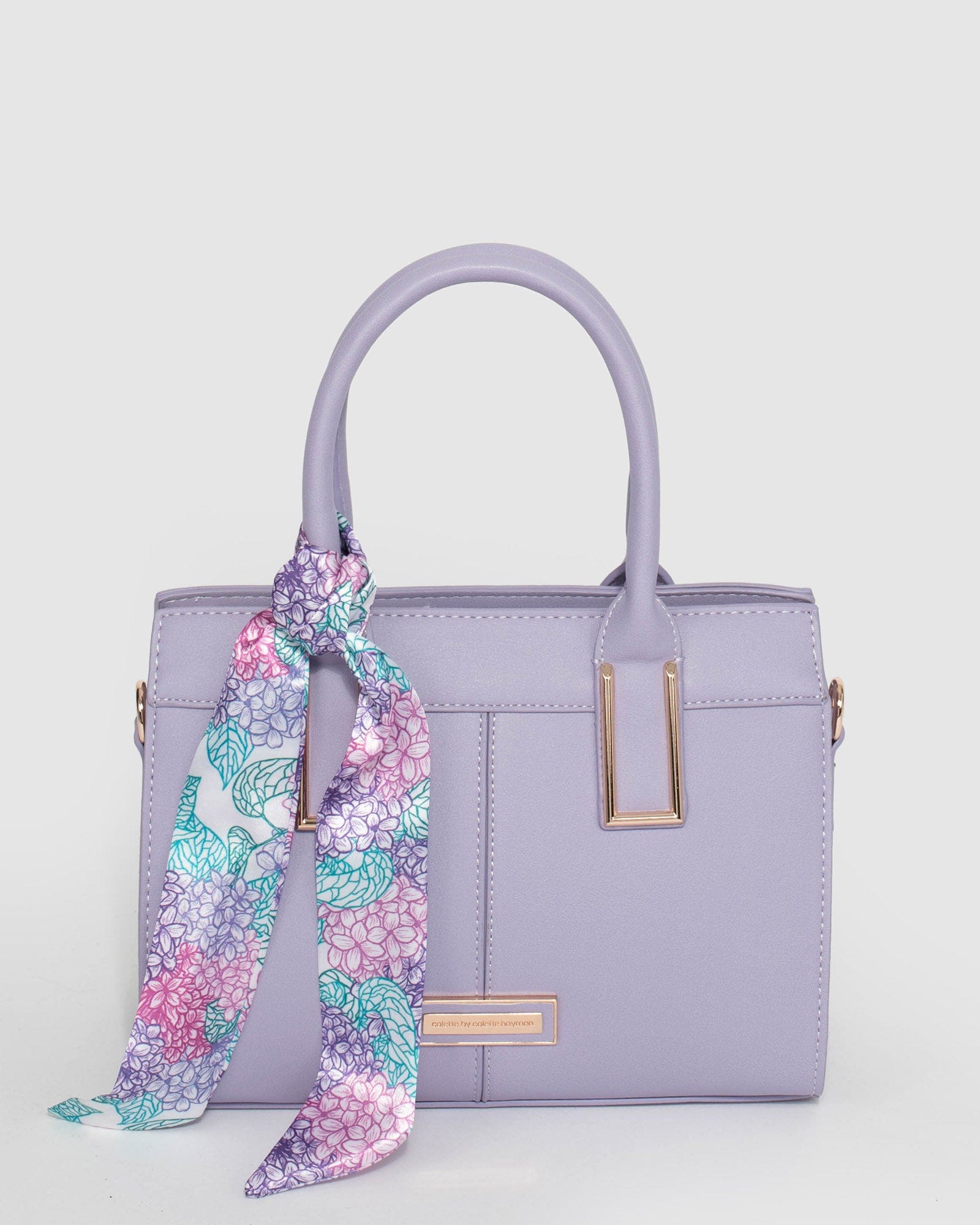 PU leather tote bag with pom pom, mini scarf and a detachable bag