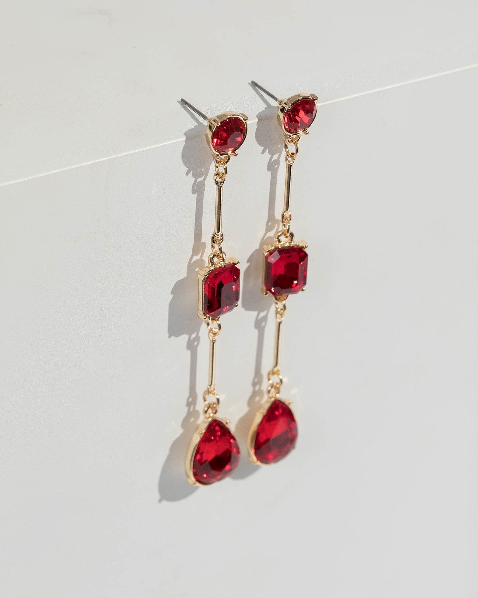 Red crystal on sale drop earrings