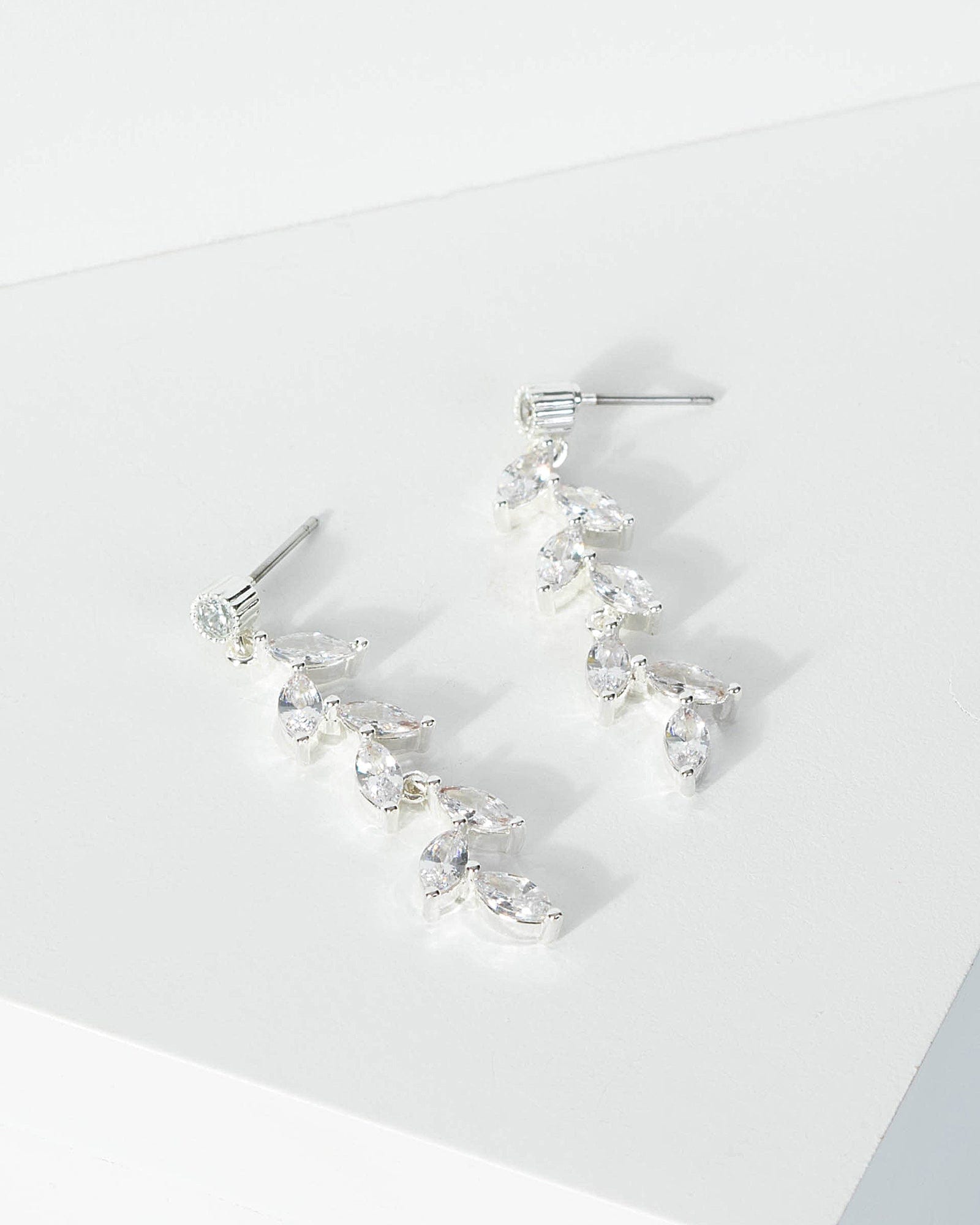 Crystal leaf drop deals earrings