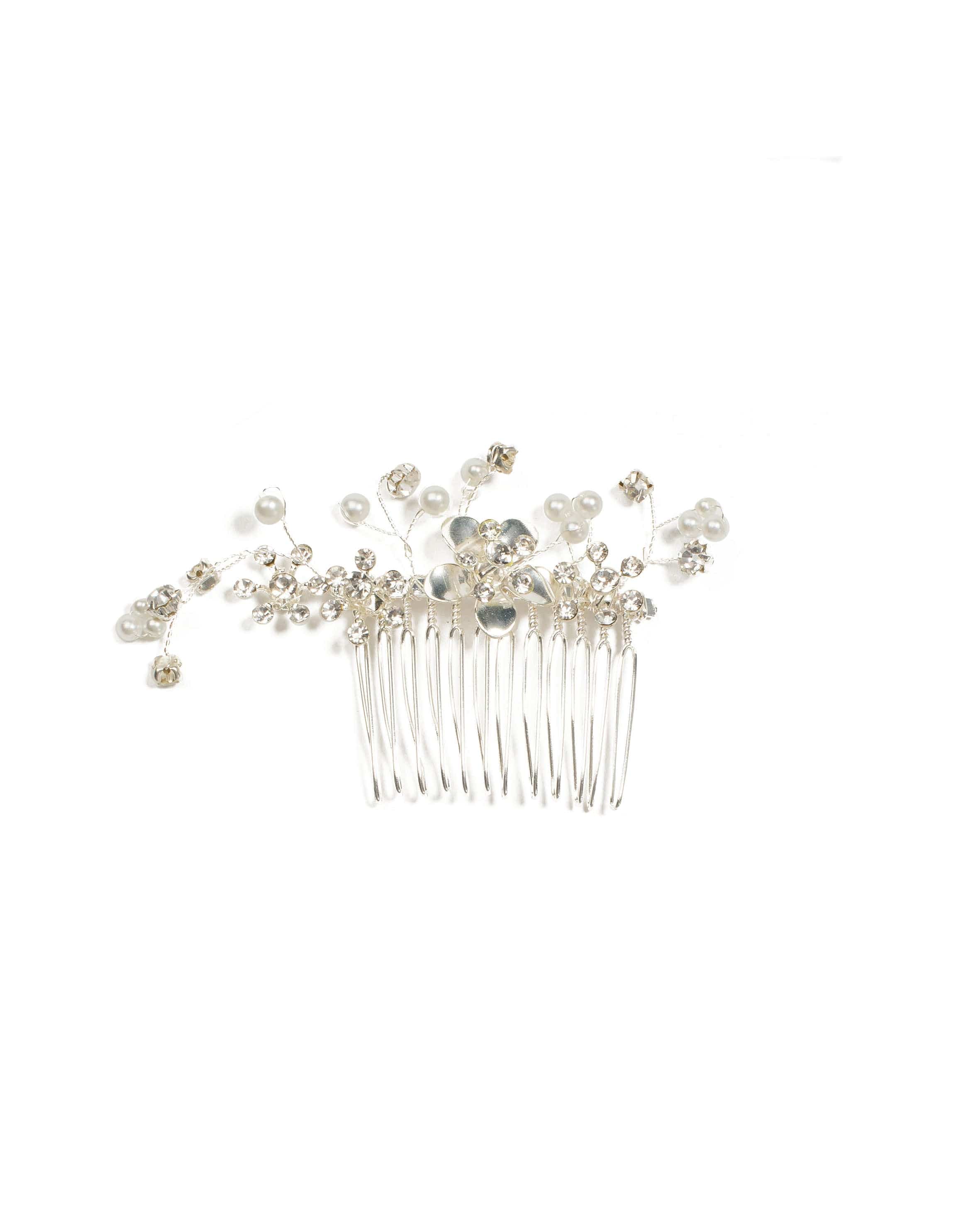 Silver Pearl And Diamante Floral Comb Colette By Colette Hayman