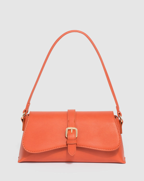 Orange Sasha Buckle Shoulder Bag