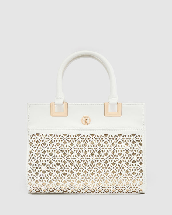 White Stef Lasercut Tote Bag