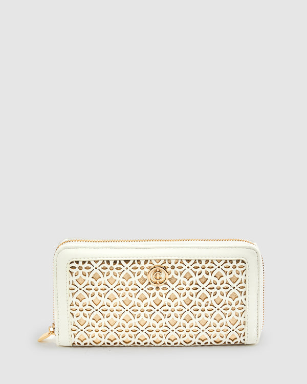 White Jada Lasercut Large Wallet