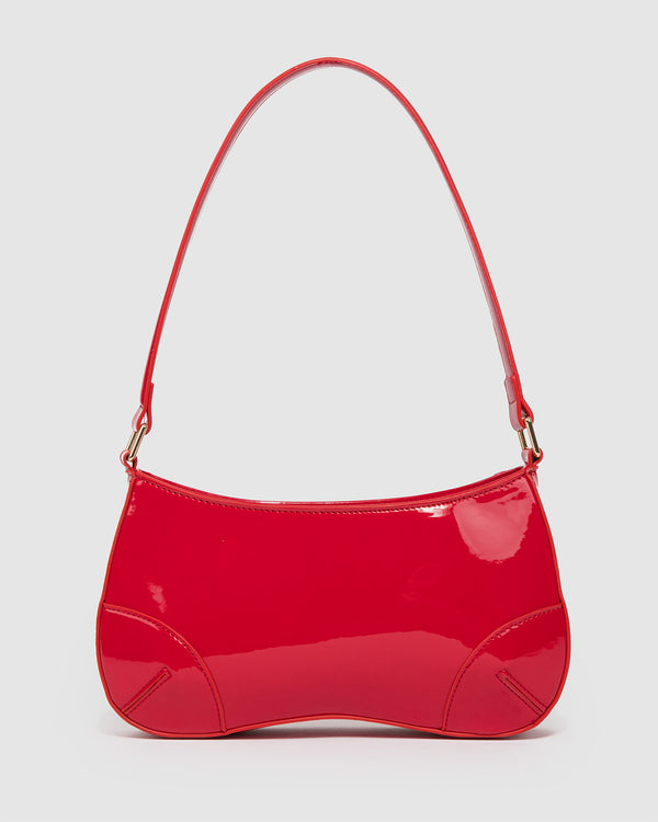 Red Calliope Curved Shoulder Bag