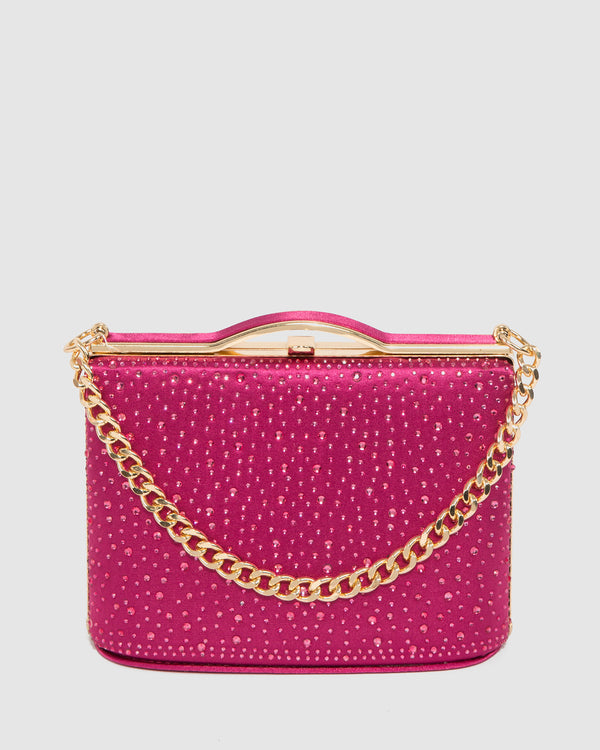 Pink Tullia Crystal Chain Bag