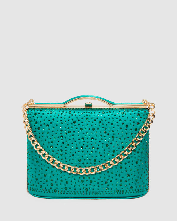 Green Tullia Crystal Chain Bag