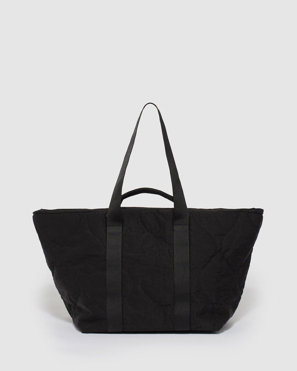 Black Diana Nylon Tote Bag