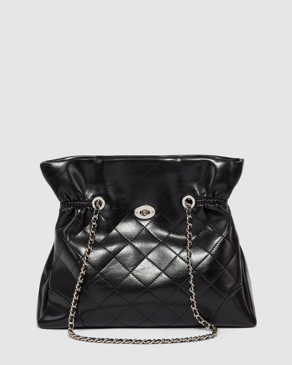 Black Gemma Quilt Shoulder Bag