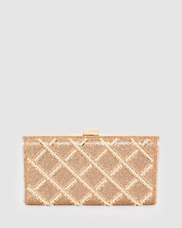 Rose Gold Emma Crystal Clutch Bag