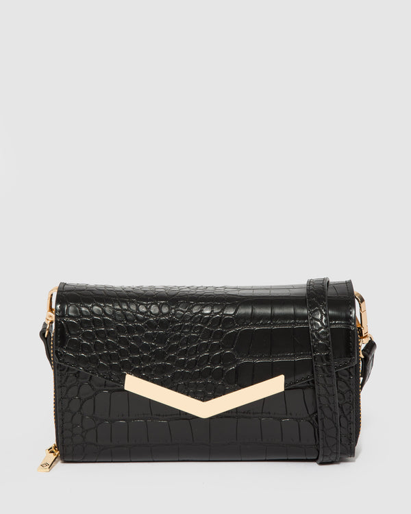 Black Mia Wallet Crossbody Bag