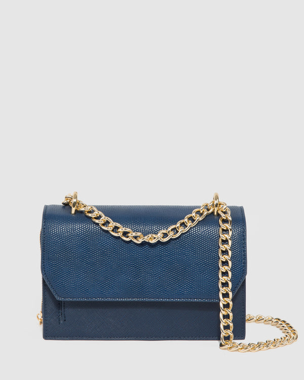 Navy Harper Chain Crossbody Bag