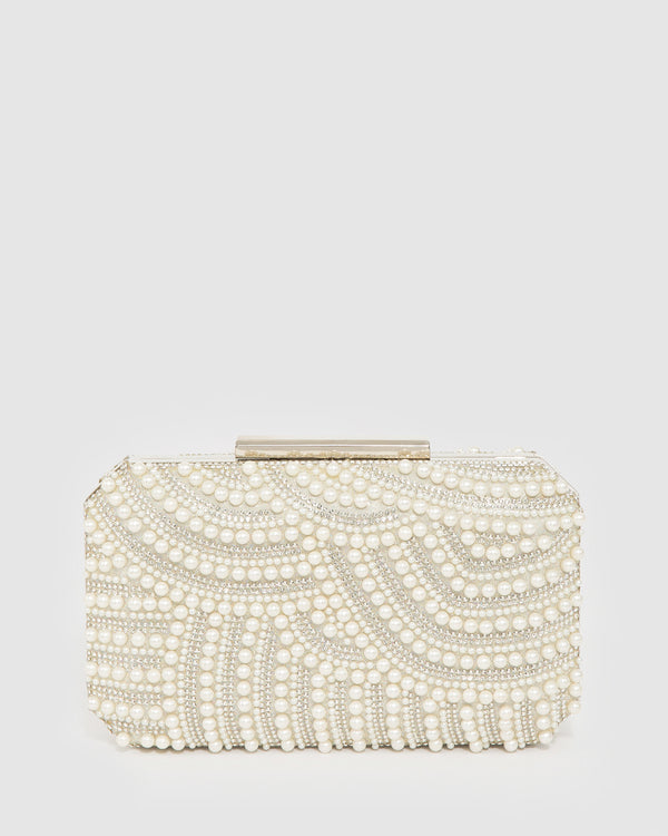 Ivory Violet Crystal Clutch Bag