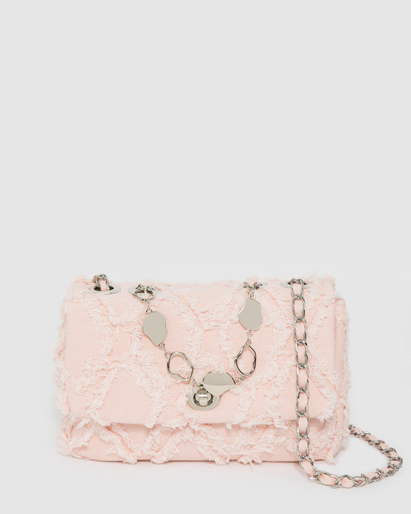 Pink Gianna Chambray Crossbody Bag