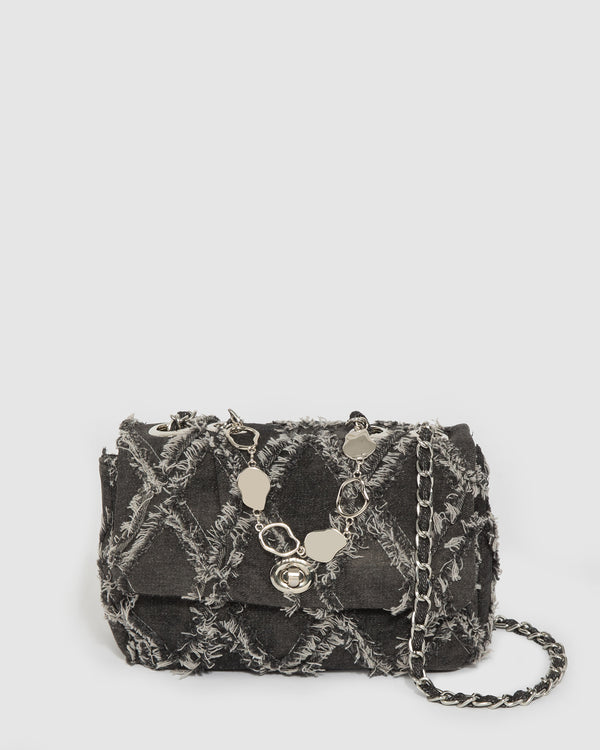 Black Gianna Chambray Crossbody Bag