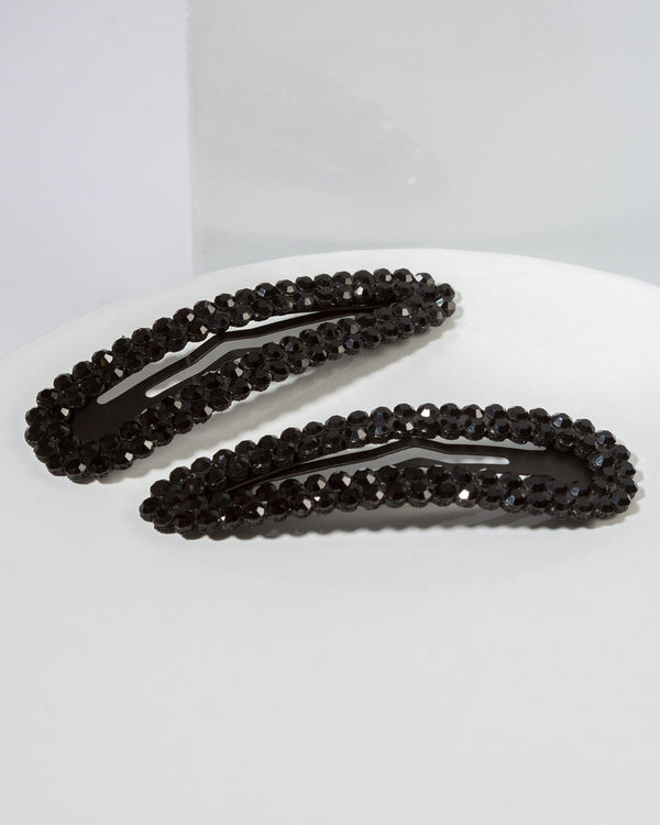 Colette by Colette Hayman Black 2 Pack Crystal Beading Hair Clip