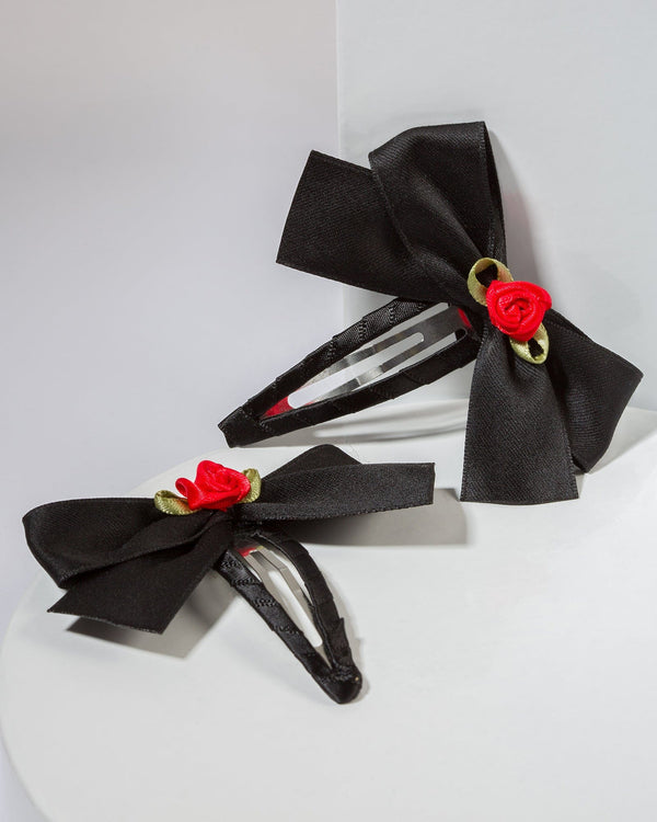 Colette by Colette Hayman Black 2 Pack Rosette Bow Hair Clip