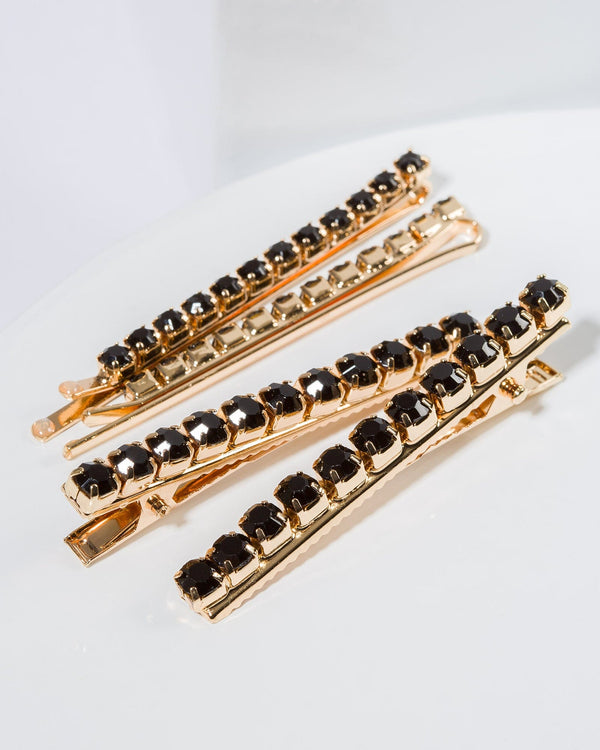 Colette by Colette Hayman Black 4 Pack Round Crystal Hair Slide