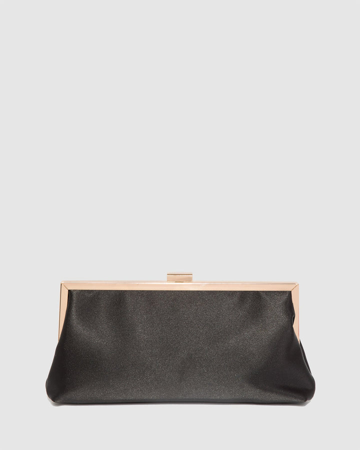 Colette by Colette Hayman Black Arya Satin Clutch Bag