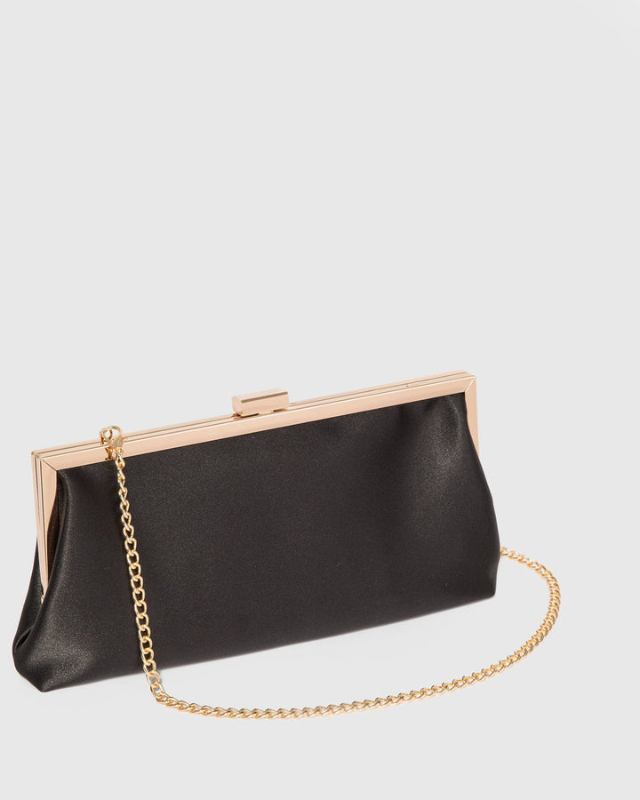 Colette by Colette Hayman Black Arya Satin Clutch Bag