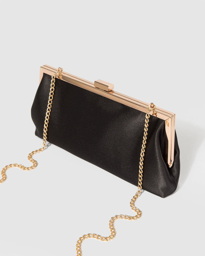 Colette by Colette Hayman Black Arya Satin Clutch Bag