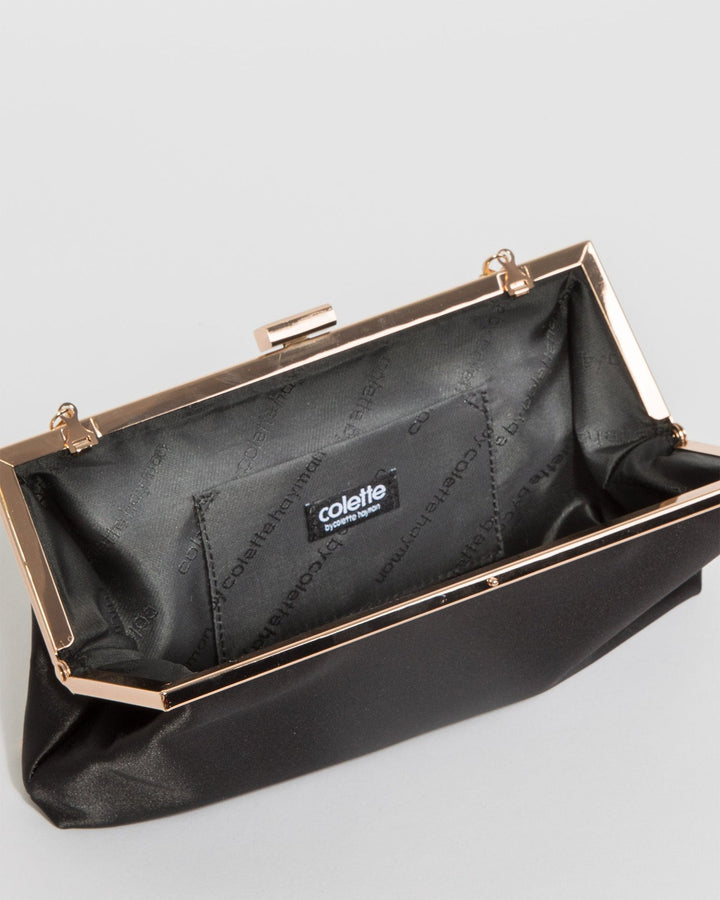 Colette by Colette Hayman Black Arya Satin Clutch Bag