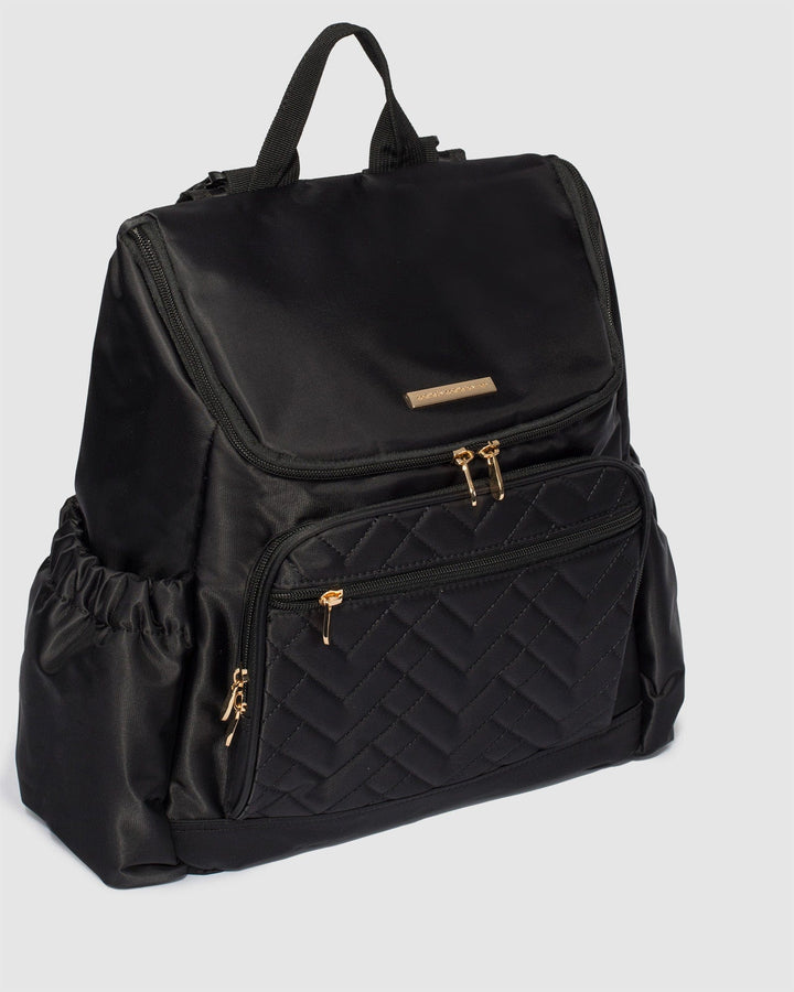 Colette by Colette Hayman Black Baby Bag Backpack with Gold Hardware