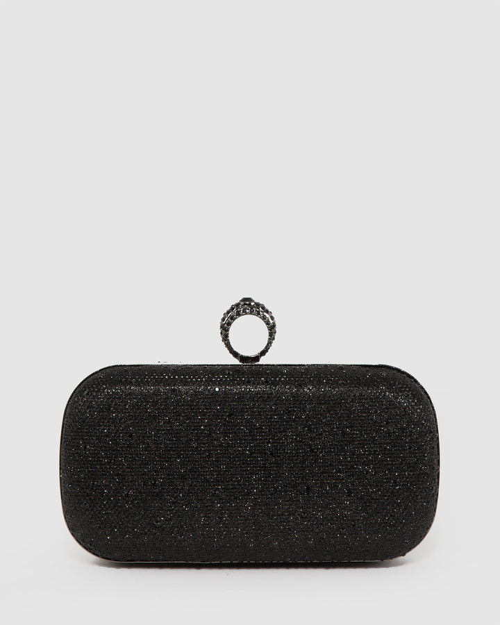 Colette by Colette Hayman Black Becca Loop Handle Hardcase Clutch Bag