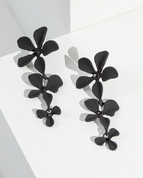 Colette by Colette Hayman Black Coated Flower Drop Earrings