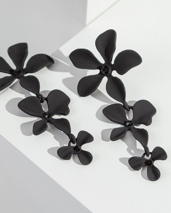 Colette by Colette Hayman Black Coated Flower Drop Earrings