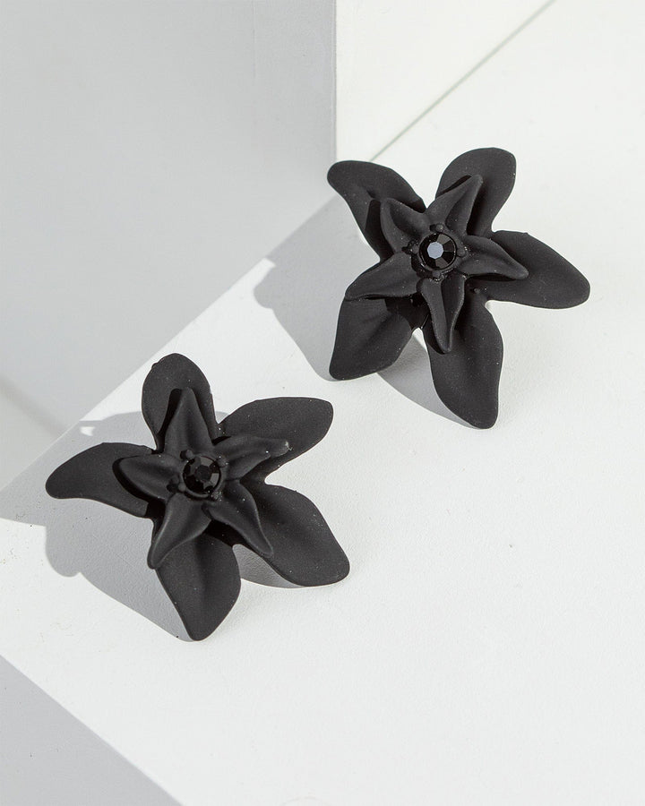 Colette by Colette Hayman Black Coated Flower Stud Earrings