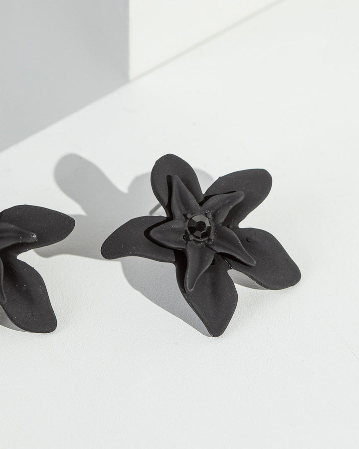 Colette by Colette Hayman Black Coated Flower Stud Earrings