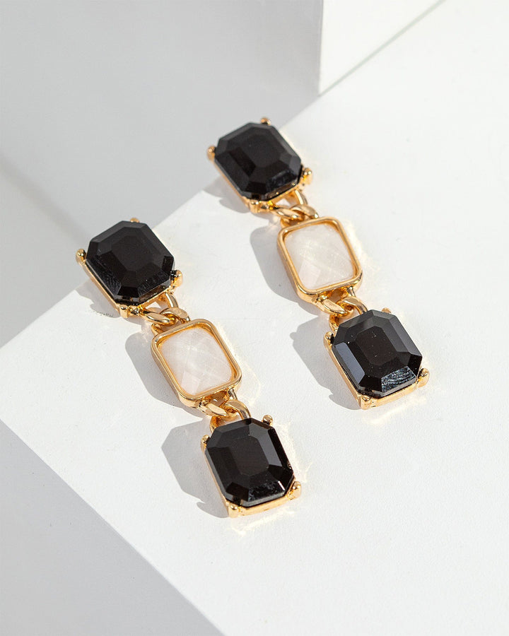 Colette by Colette Hayman Black Crystal Chain Link Drop Earrings