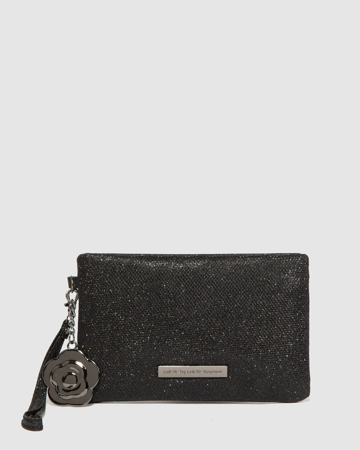 Colette by Colette Hayman Black Emery Rose Clutch Bag