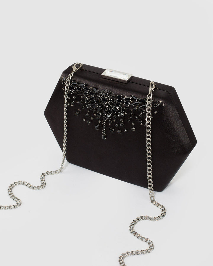 Colette by Colette Hayman Black Evelyn Crystal Clutch Bag