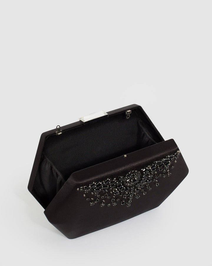 Colette by Colette Hayman Black Evelyn Crystal Clutch Bag