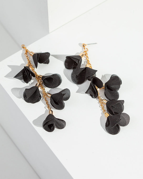 Colette by Colette Hayman Black Floral Chain Drop Earrings