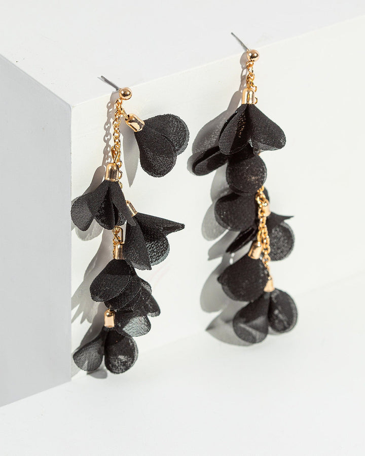 Colette by Colette Hayman Black Floral Chain Drop Earrings