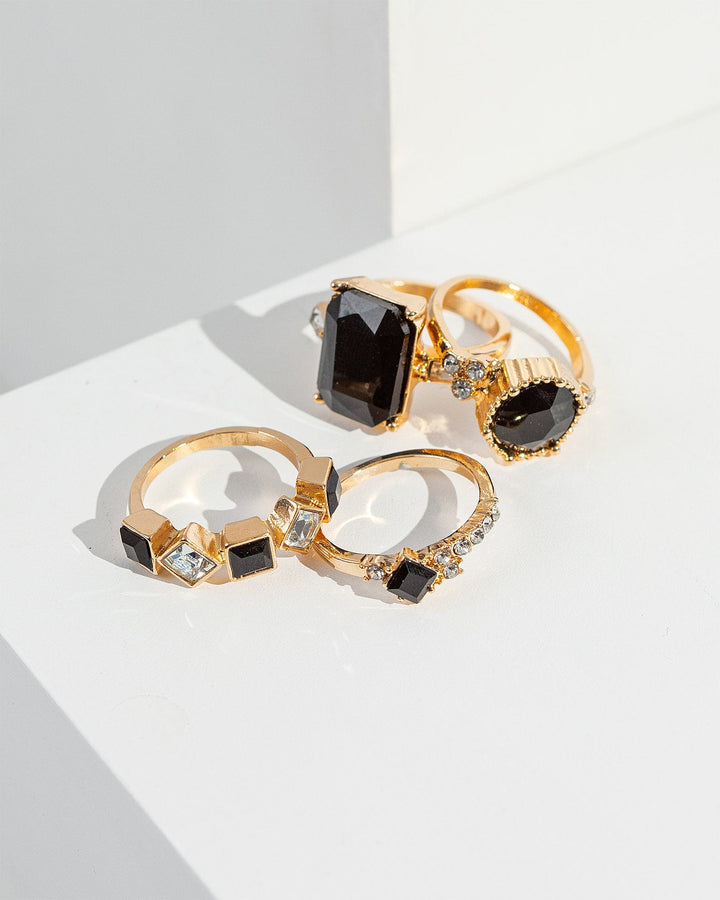 Colette by Colette Hayman Black Geo Crystal Ring Pack