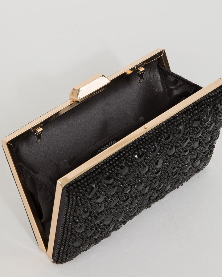 Colette by Colette Hayman Black Lienke Beaded Clutch Bag