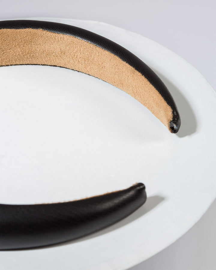 Colette by Colette Hayman Black Plain Leather Look Headband