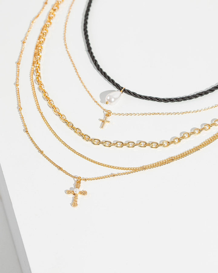 Colette by Colette Hayman Black Rope Cross Necklace