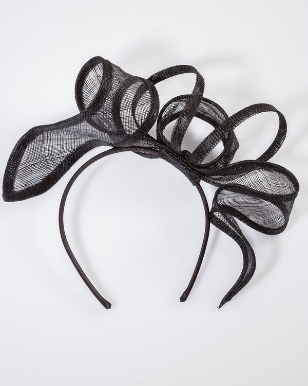 Colette by Colette Hayman Black Sinamay Twirl Detail Fascinator